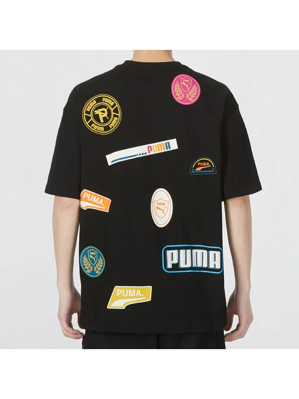 Футболка mix badge logo tee 'black' Puma — изображение 4 из 4, черный/синий/красный
