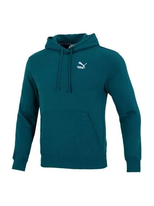 Толстовка classics small logo training hoodie 'green' Puma — изображение 1 из 4, зеленый/белый