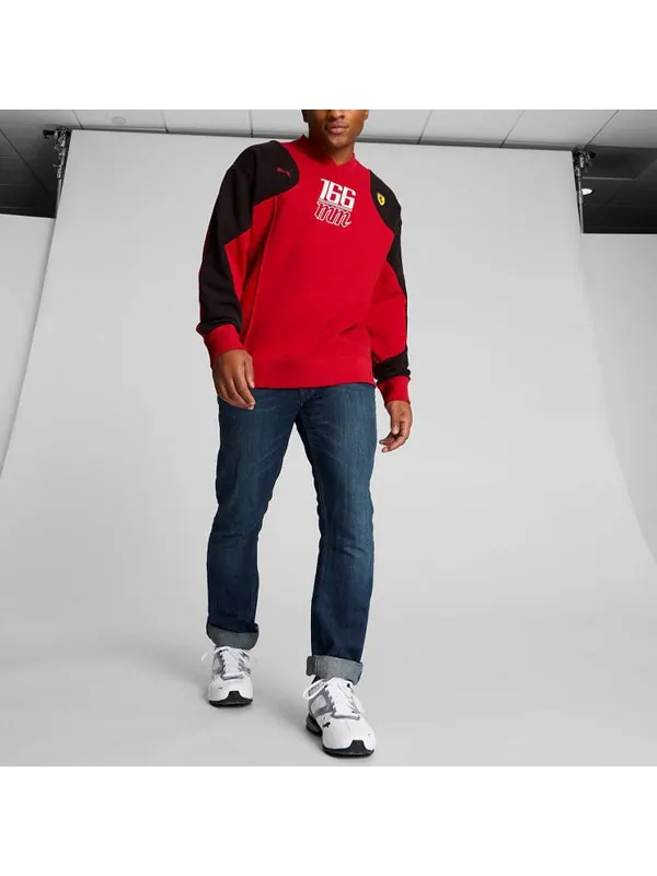 Свитер scuderia ferrari statement crew neck sweatshirt 'red' Puma — изображение 3 из 4, красный/черный/белый