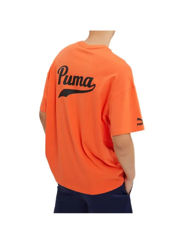 Футболка logo t-shirt 'orange' Puma — изображение 4 из 4, оранжевый/черный