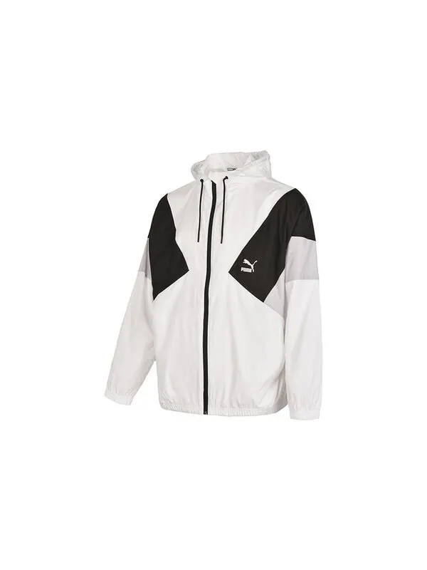 Куртка colorblock logo hoodied jacket 'white' Puma — изображение 3 из 3, белый/черный/серый