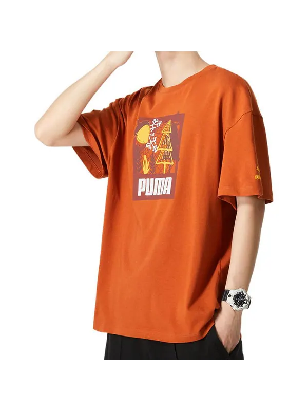 Футболка ff short sleeve graphic tee 'orange' Puma — изображение 4 из 4, оранжевый/белый