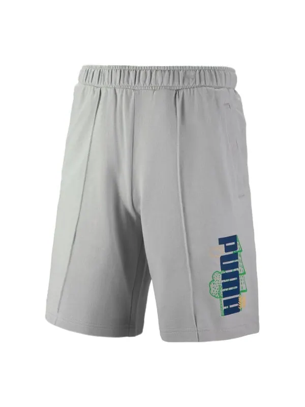Шорты logo nature shorts 'grey' Puma — изображение 1 из 2, серый/синий