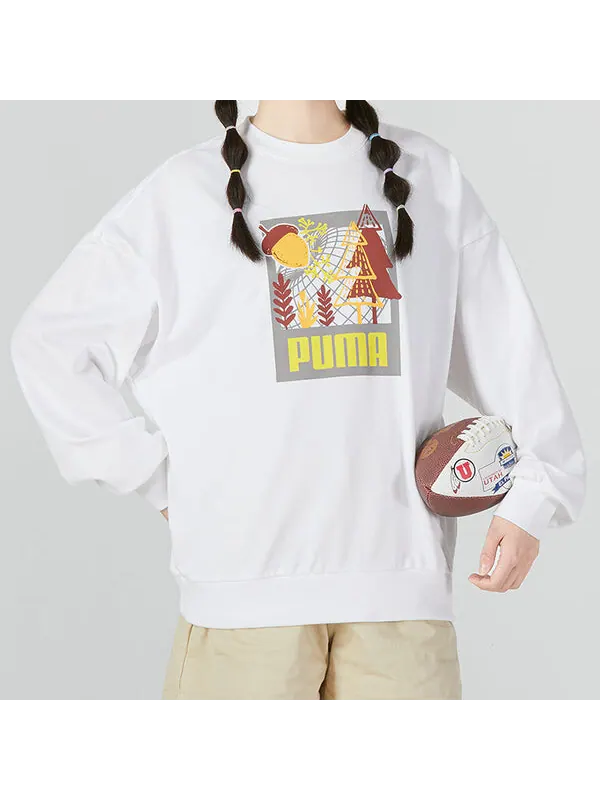 Свитер ff bubble sleeve crew neck sweatshirt 'white' Puma — изображение 3 из 4, белый/желтый