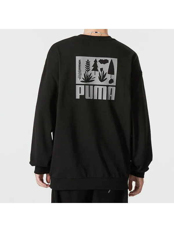 Свитер logo crew neck sweatshirt 'black' Puma — изображение 4 из 4, черный/белый