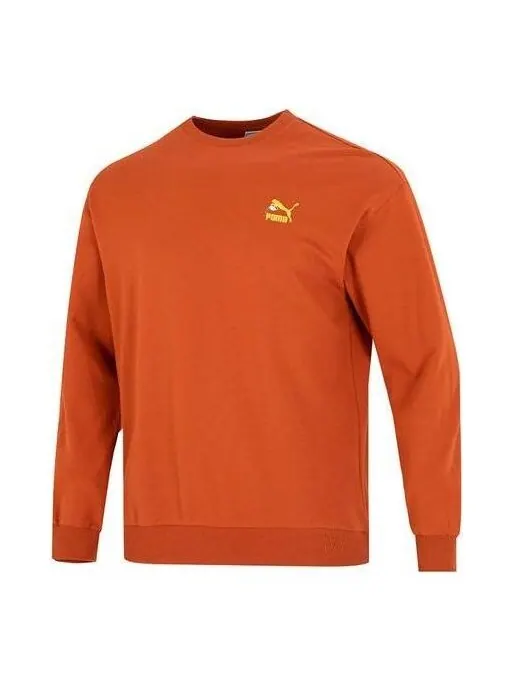 Свитер logo crew neck sweatshirt 'orange' Puma