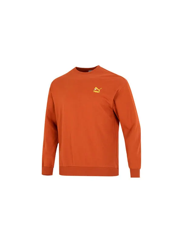 Свитер logo crew neck sweatshirt 'orange' Puma — изображение 2 из 4, оранжевый/желтый