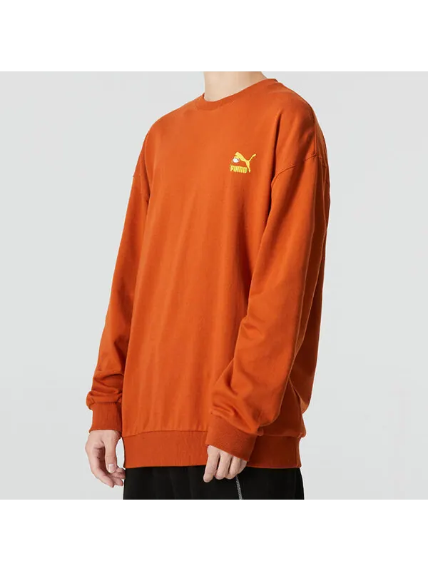 Свитер logo crew neck sweatshirt 'orange' Puma — изображение 3 из 4, оранжевый/желтый