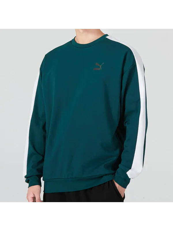 Свитер suit crew neck logo sweatshirt 'green' Puma — изображение 3 из 4, зеленый/белый