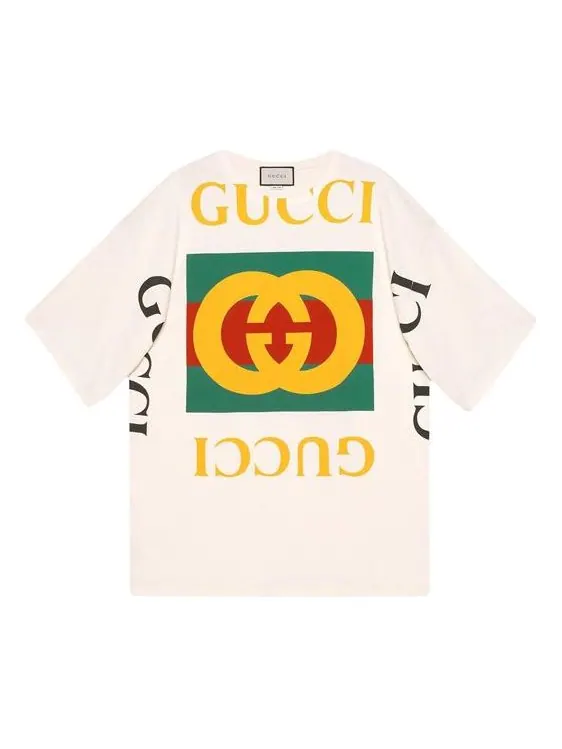 Футболка Gucci Large Retro Logo, с крупным логотипом — изображение 1 из 4, белый