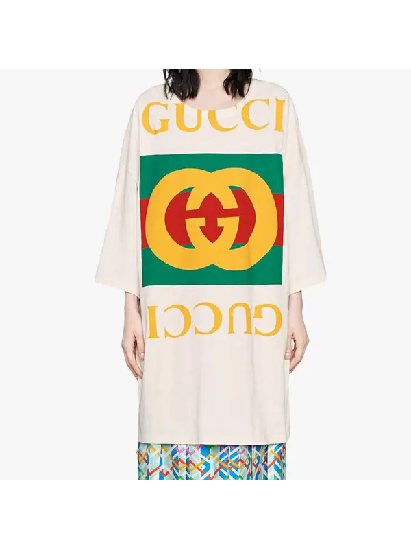 Футболка Gucci Large Retro Logo, с крупным логотипом — изображение 2 из 4, белый