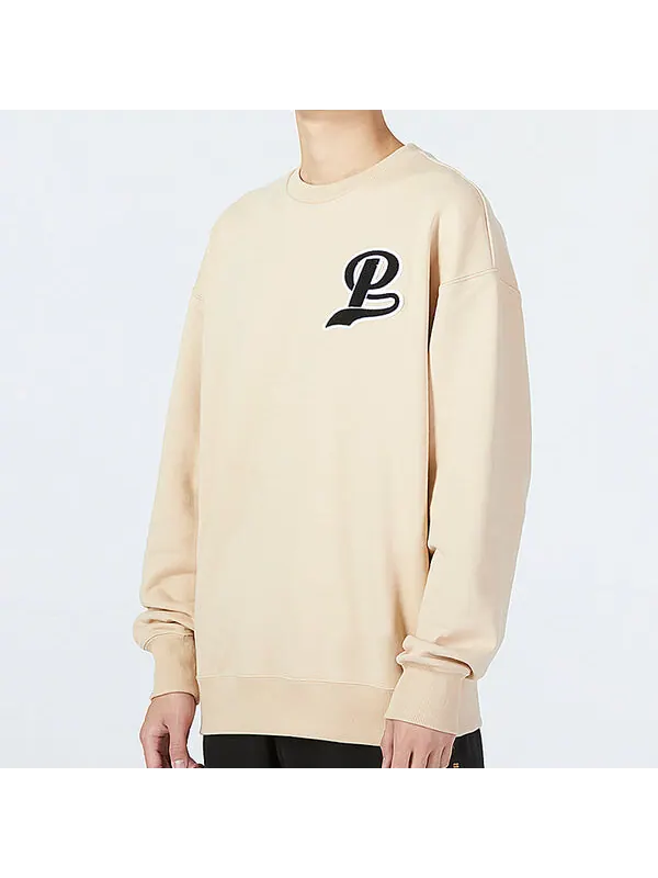 Свитер team crew logo sweatshirt 'beige' Puma — изображение 3 из 4, бежевый/черный