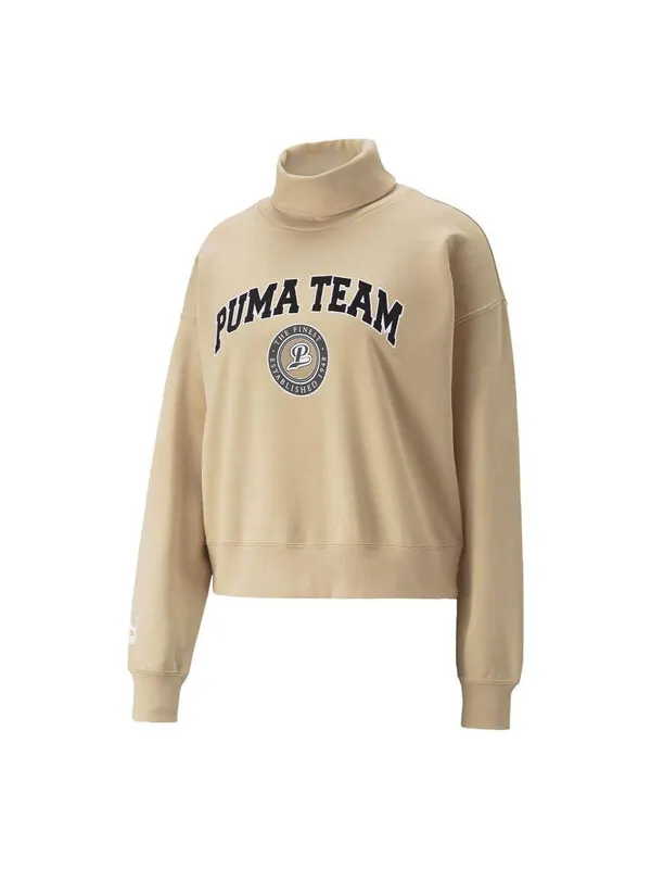 Свитер team hoodie 'beige' Puma — изображение 1 из 4, бежевый/черный