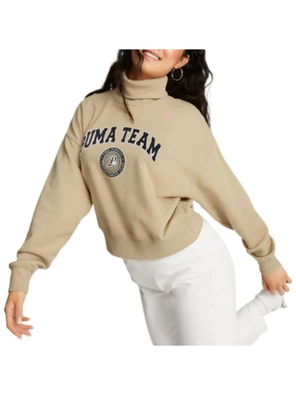 Свитер team hoodie 'beige' Puma — изображение 3 из 4, бежевый/черный