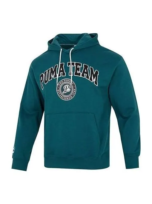Толстовка team hoodie 'green' Puma — изображение 1 из 4, зеленый/черный