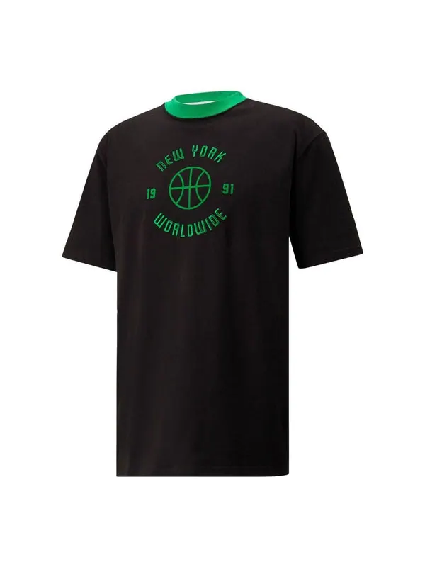 Футболка x rhuigi graphic t-shirt 'black green' Puma — изображение 1 из 1, черный/зеленый