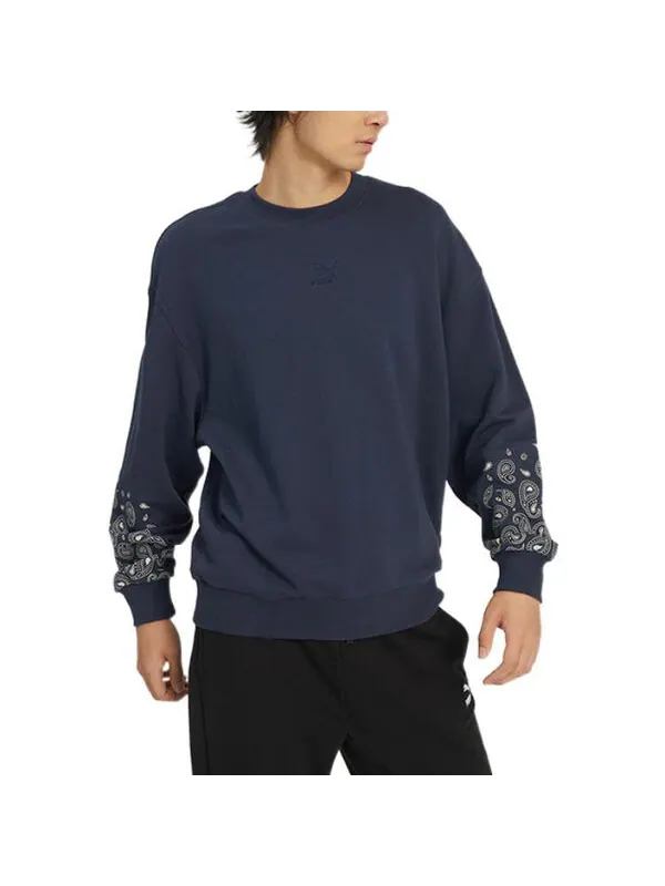Свитер paisley graphic crew 'blue' Puma — изображение 3 из 4, синий/белый