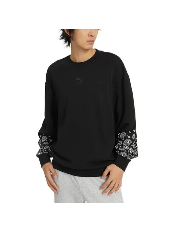 Свитер paisley graphic crew 'black' Puma — изображение 2 из 4, черный/белый