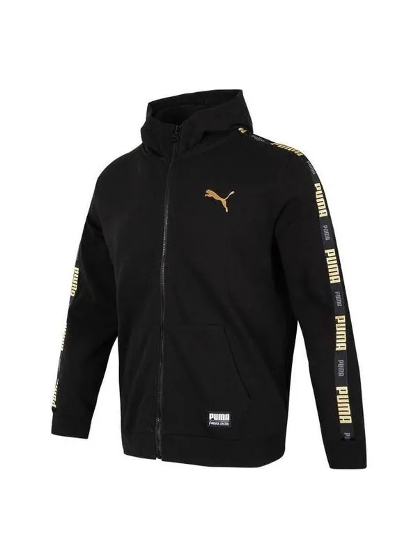 Куртка handwriting label jacket 'black' Puma — изображение 1 из 2, черный/золотистый