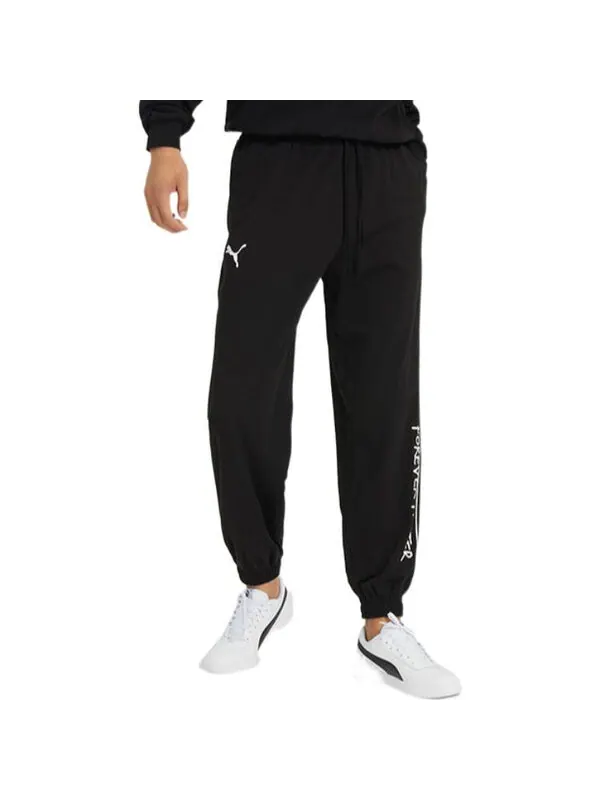 Брюки graphic track pants 'black' Puma — изображение 3 из 4, черный/белый