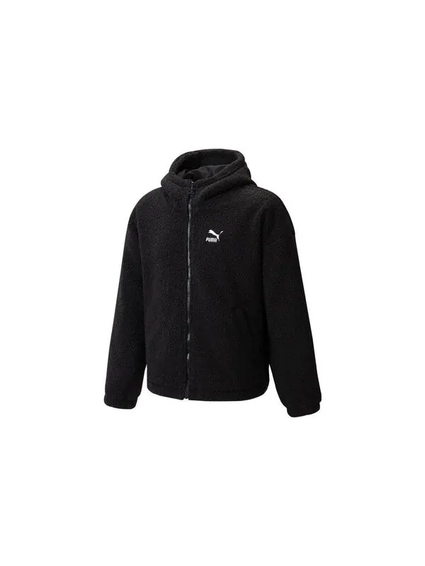 Куртка emb sherpa jacket 'black' Puma — изображение 2 из 4, черный/белый