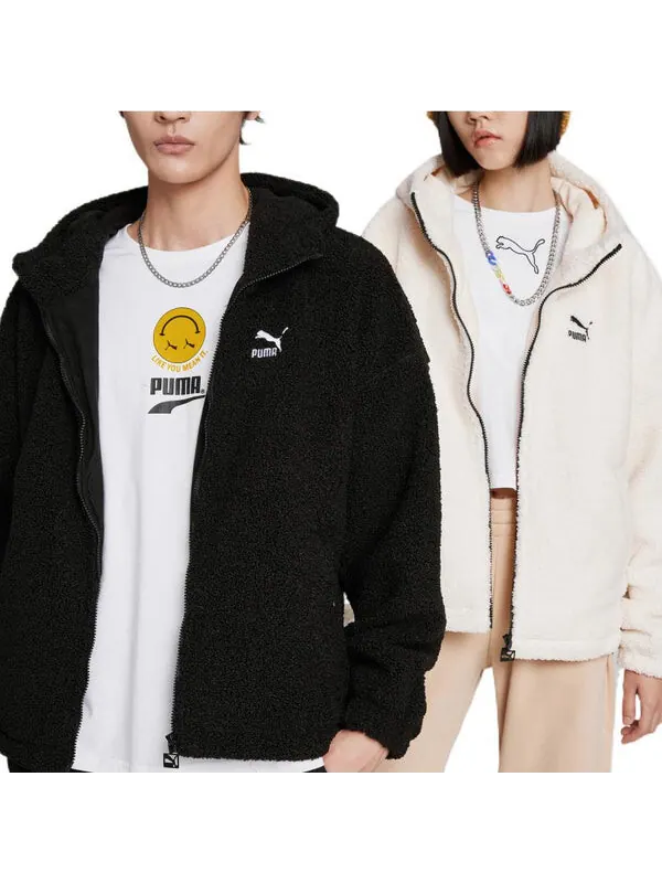 Куртка emb sherpa jacket 'black' Puma — изображение 4 из 4, черный/белый