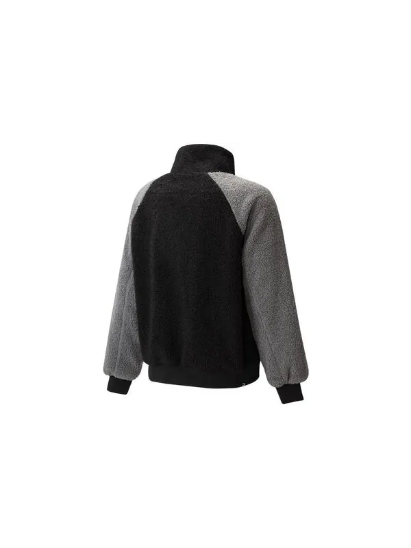 Куртка reglan sleeve sherpa jacket 'black' Puma — изображение 2 из 3, черный/серый