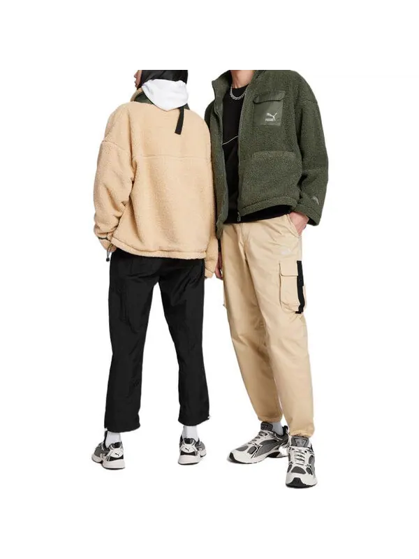 Куртка patch pocket sherpa jacket 'beige' Puma — изображение 3 из 3, бежевый/зеленый