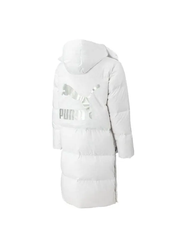 Куртка teamliga long down coat 'white' Puma — изображение 1 из 2, белый/серебристый