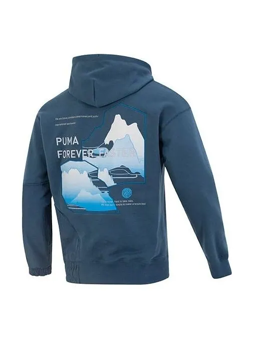 Толстовка cny bz zaozhi hoodie 'blue' Puma — изображение 1 из 4, синий/белый