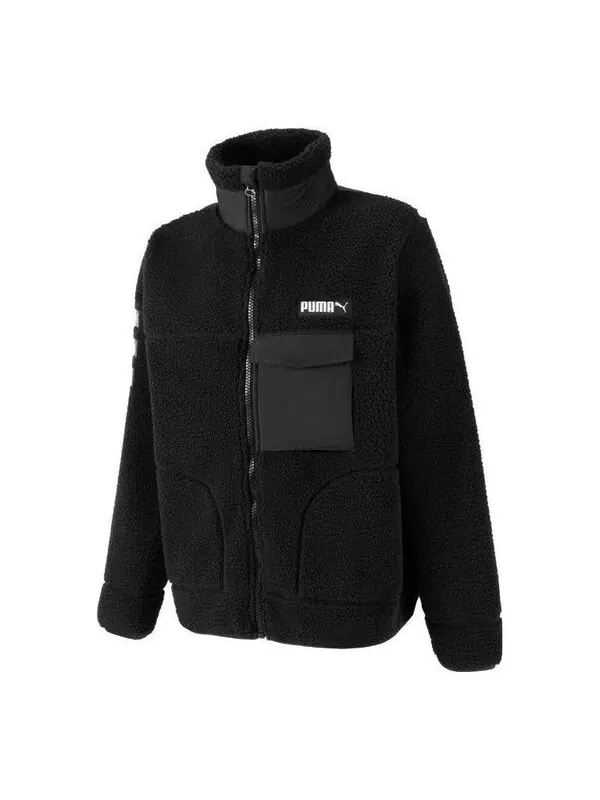 Куртка art of sherpa zip jacket 'black' Puma — изображение 1 из 2, черный/белый