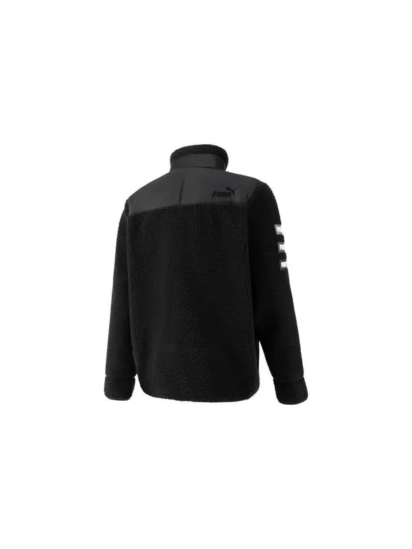 Куртка art of sherpa zip jacket 'black' Puma — изображение 2 из 2, черный/белый