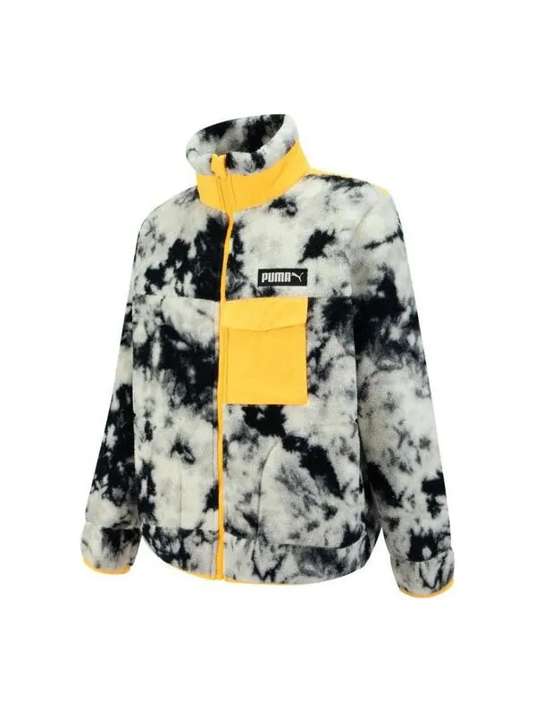 Куртка art of sherpa zip jacket 'white' Puma — изображение 1 из 2, белый/черный/желтый