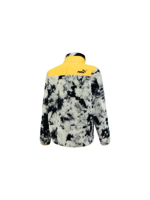 Куртка art of sherpa zip jacket 'white' Puma — изображение 2 из 2, белый/черный/желтый