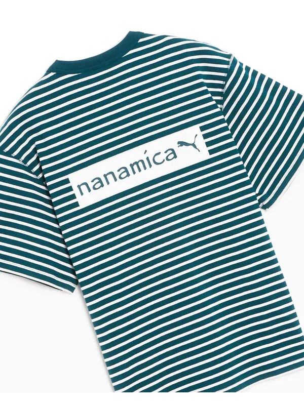 Футболка x nanamica striped t-shirt 'green' Puma — изображение 2 из 2, зеленый/белый