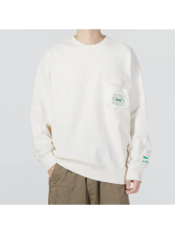 Свитер das cc graphic crew sweater 'white' Puma — изображение 3 из 4, белый/зеленый