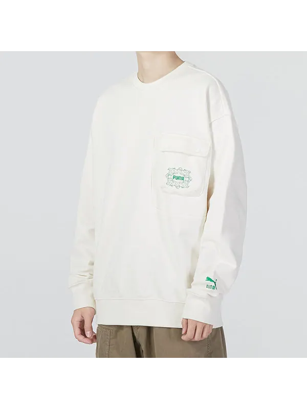 Свитер das cc graphic crew sweater 'white' Puma — изображение 4 из 4, белый/зеленый