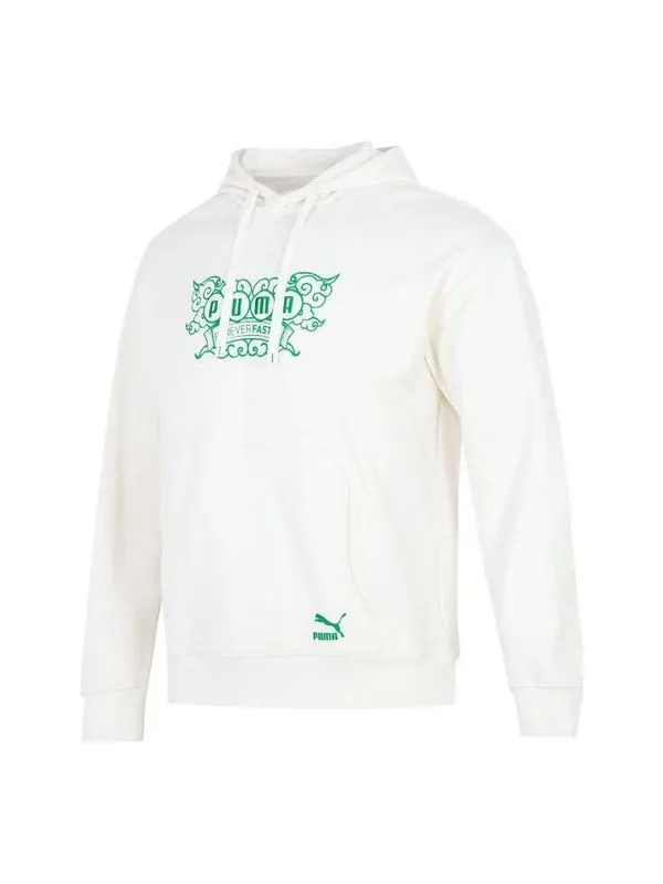 Толстовка das cc graphic crew sweater 'white' Puma — изображение 1 из 4, белый/зеленый
