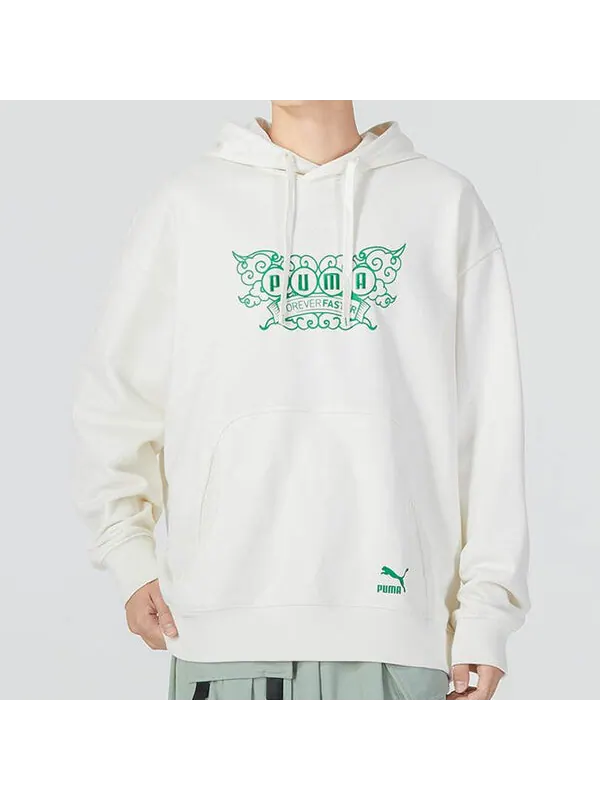 Толстовка das cc graphic crew sweater 'white' Puma — изображение 3 из 4, белый/зеленый