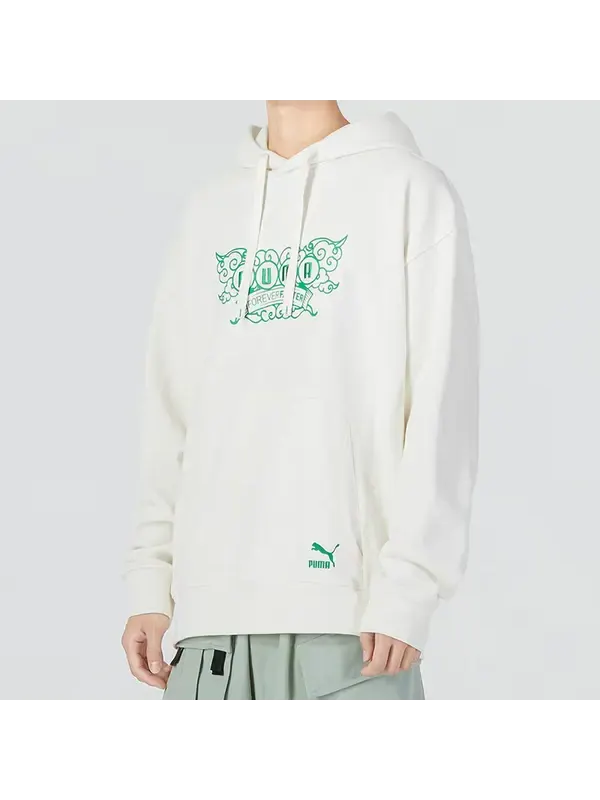 Толстовка das cc graphic crew sweater 'white' Puma — изображение 4 из 4, белый/зеленый