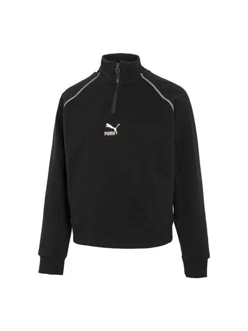Свитер das cc graphic half-zip crew 'black' Puma — изображение 1 из 4, черный/белый