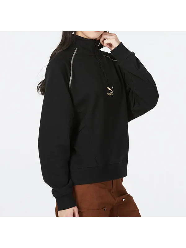 Свитер das cc graphic half-zip crew 'black' Puma — изображение 3 из 4, черный/белый