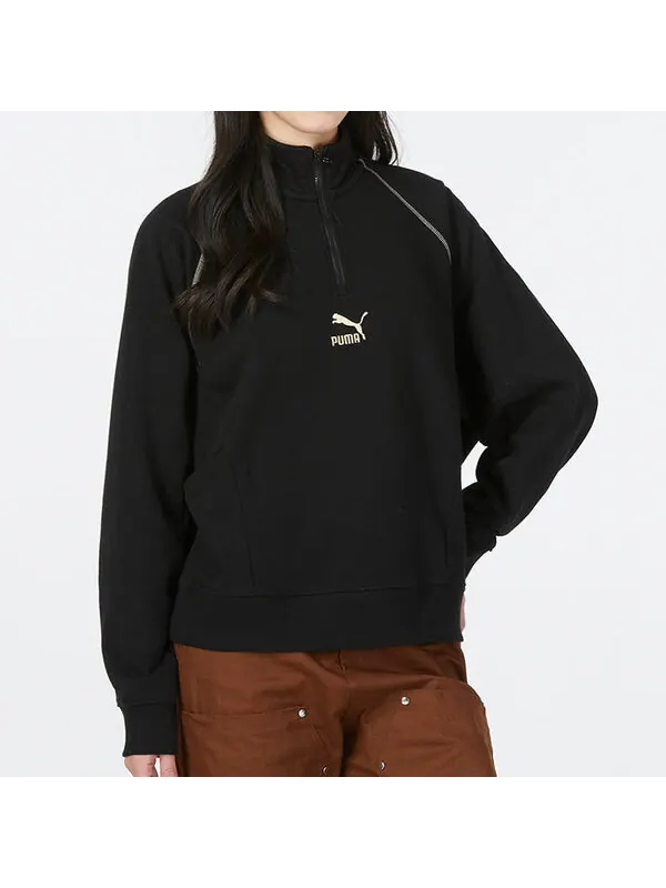 Свитер das cc graphic half-zip crew 'black' Puma — изображение 4 из 4, черный/белый