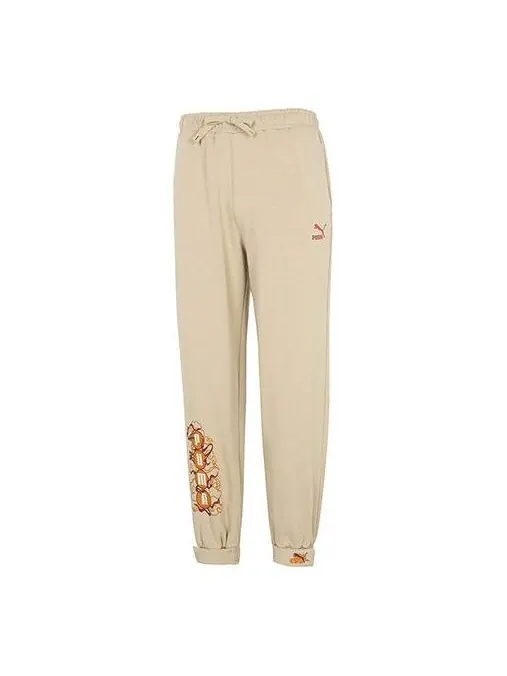 Брюки das cc label knit pants 'beige' Puma — изображение 1 из 4, бежевый/оранжевый