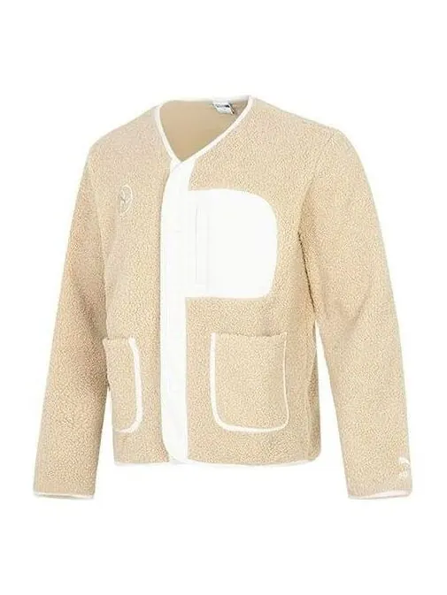 Куртка das cc stand collar jacket 'beige' Puma — изображение 1 из 4, бежевый/белый