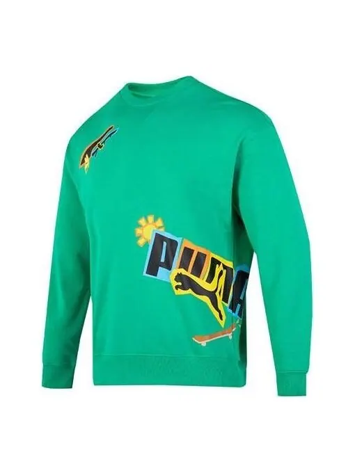 Свитер classics street sport crewneck sweatshirt 'green' Puma