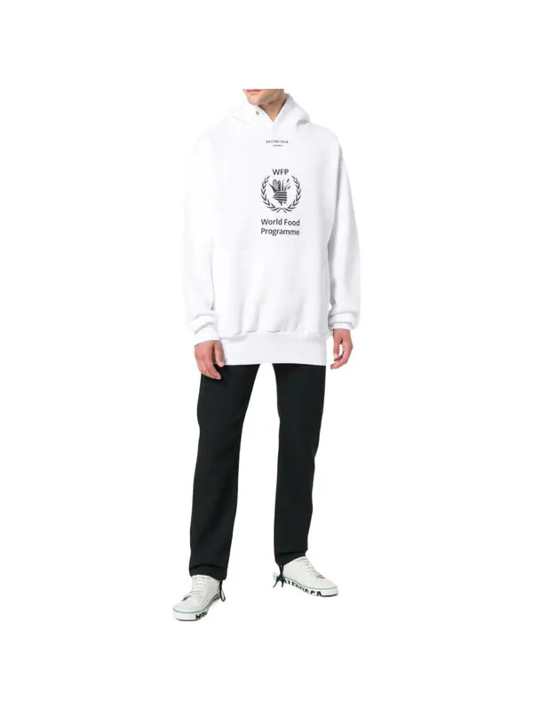 Толстовка x world food programme hoodie 'white black' Balenciaga — изображение 2 из 4, белый/черный