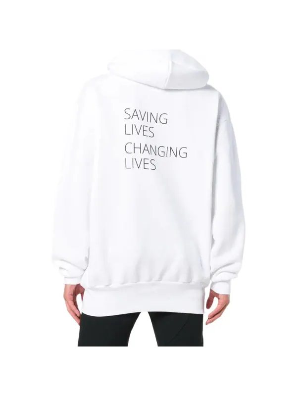 Толстовка x world food programme hoodie 'white black' Balenciaga — изображение 3 из 4, белый/черный