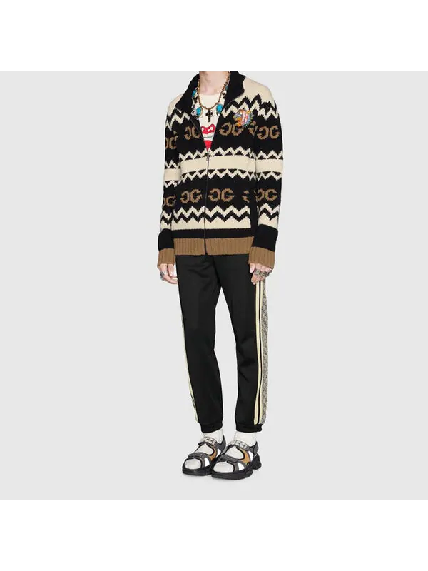 Спортивные штаны Gucci Oversize Technical Jersey Jogging Pant, с логотипом GG и боковой лентой — изображение 2 из 4