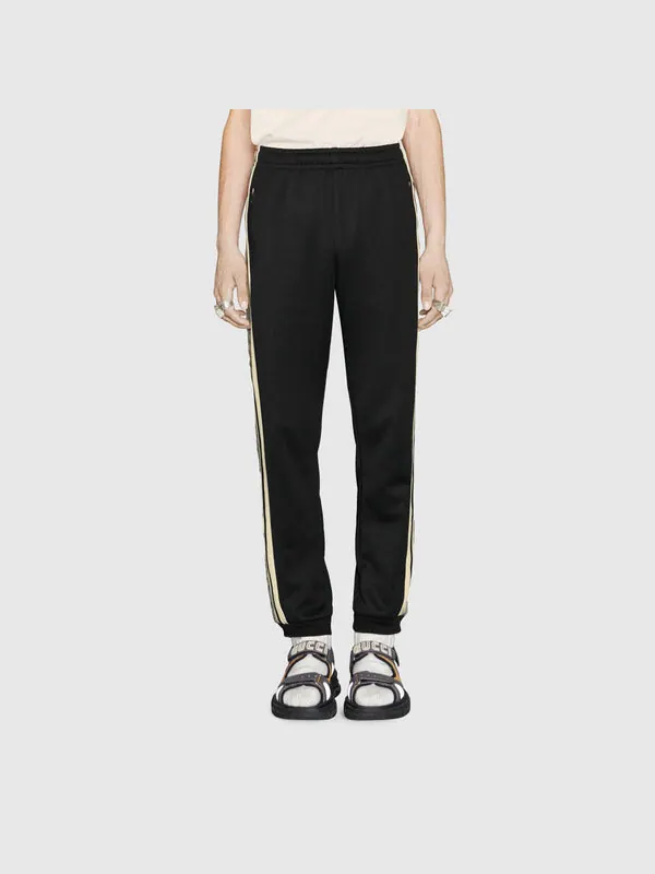 Спортивные штаны Gucci Oversize Technical Jersey Jogging Pant, с логотипом GG и боковой лентой — изображение 3 из 4